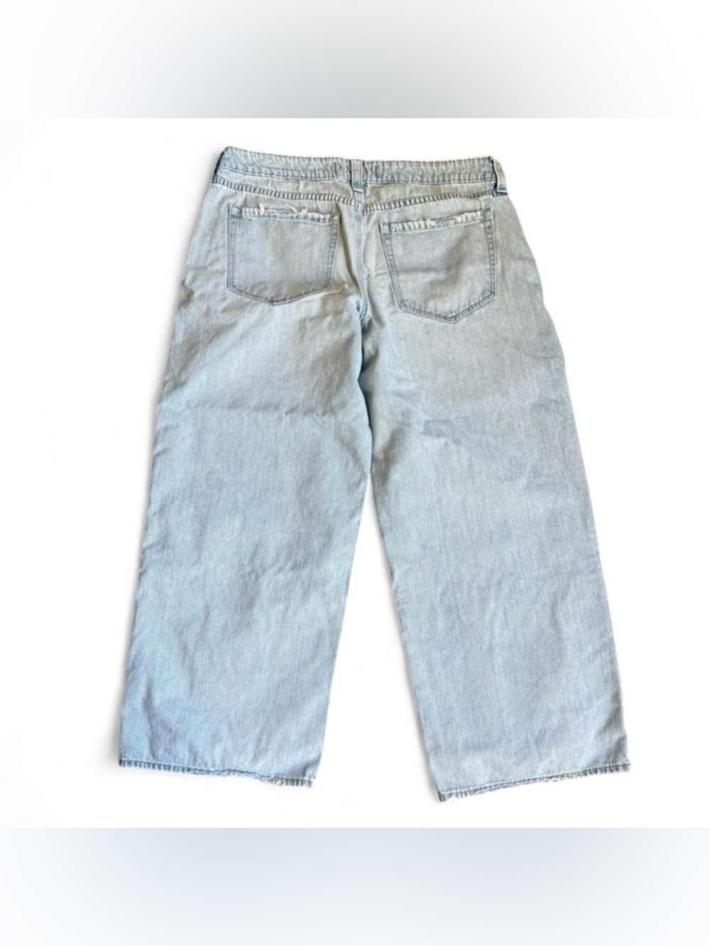 Hollister Low Rise Super Baggy Jeans 16L Light Wash Distressed Wide Leg W33 L34 - Picture 2 of 8